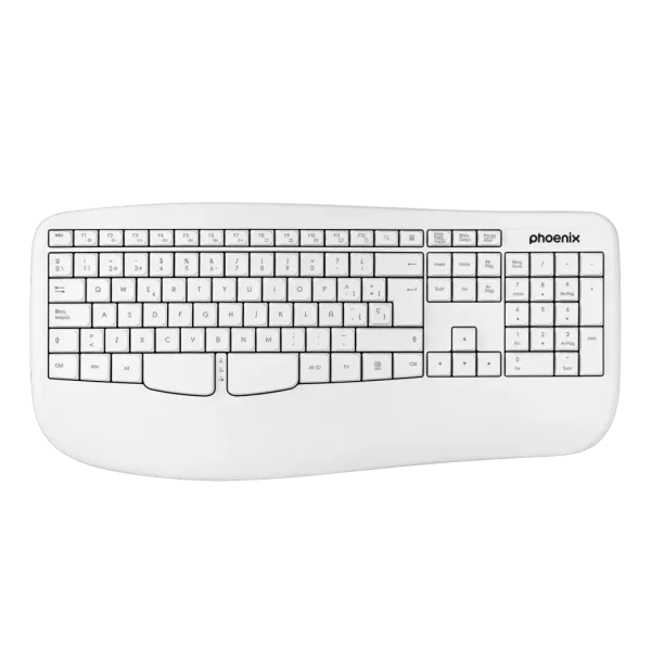 Phoenix k201 teclado ergonómico inalámbrico 2.4ghz blanco