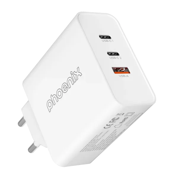 Cargador tipo c 65w gan phoenix universal para portatil tablet o smartphone carga rapida