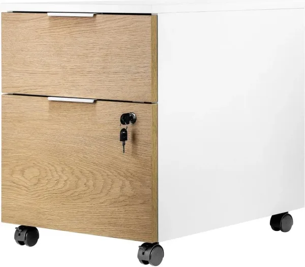 Cajonera phoenix artisan combinación blanca y madera natural