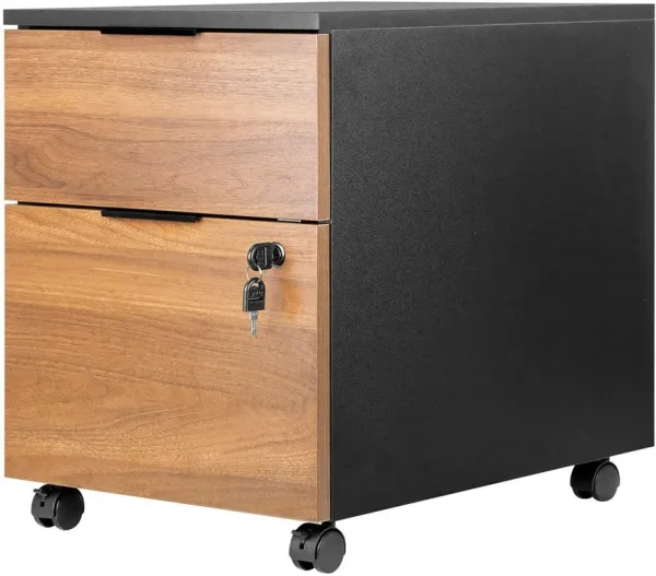 Cajonera phoenix artisan combinación negro y madera nogal