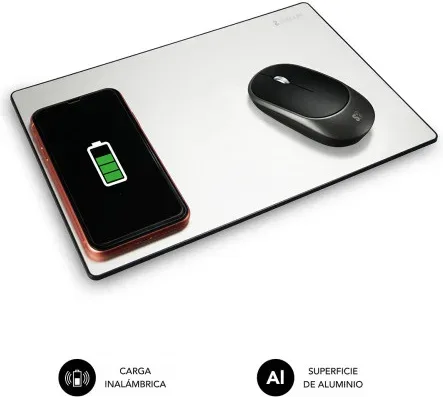 Cargador Subblim Mousepad Wireless Charger Aluminum Silver 10W