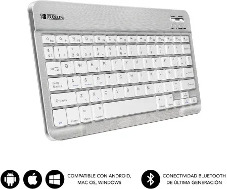 Teclado Compacto Inalámbrico Subblim Smart/ Plata
