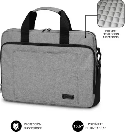 Maletín Subblim Air Padding Laptop Bag para Portátiles hasta 15.6"/ Cinta para Trolley/ Gris
