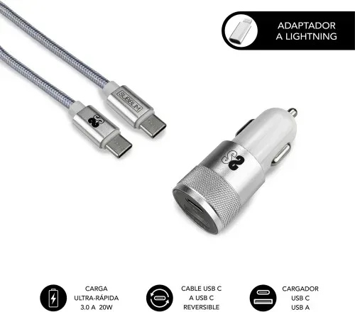 Dual Car Charger Pd20W+Qc3.0+C To C/Lightning S