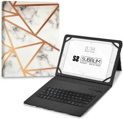 SUBBLIM Funda con Teclado Keytab Pro BT Trendy Marmol Blanco