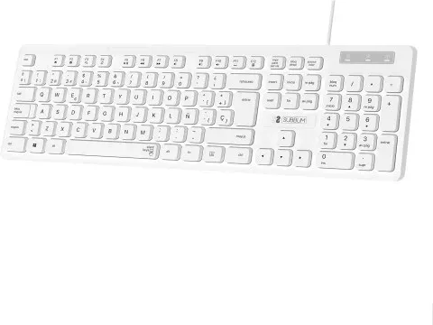 SUBBLIM Teclado Ergonómico Business Slim Silencioso con cable USB Blanco