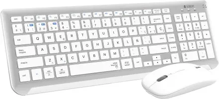 SUBBLIM Teclado con Ratón Bluetooth + 2.4G Combo Dual Prestige Extendido Plata/Blanco