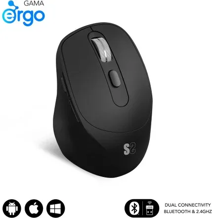 SUBBLIM Ratón CURVE ERGO DUAL MOUSE BATTERY BLACK