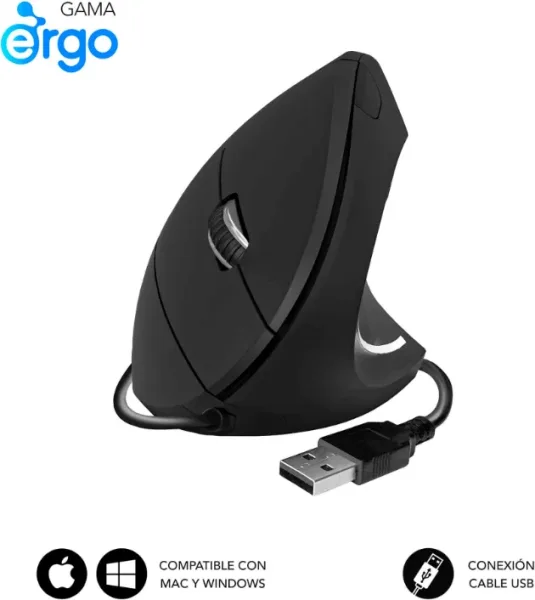 Raton Optico Dual Glide Vertical Ergo Negro Subblim