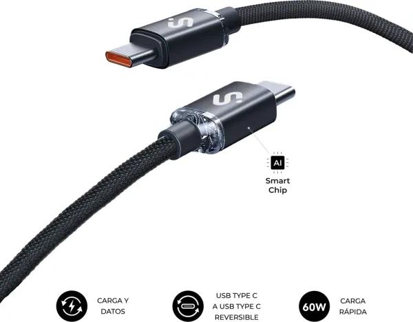 SUBBLIM CABLE OPTIMUS 60W C-C 1m BLACK