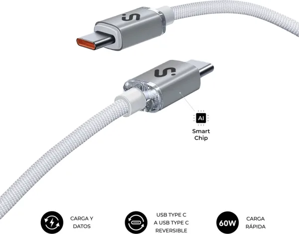 SUBBLIM CABLE OPTIMUS 60W C-C 1m WHITE