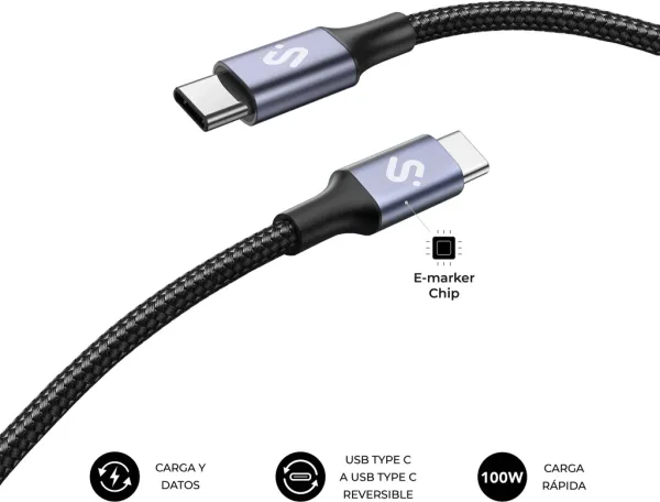 Subblim Cable Plus 100W C-C 2M Black