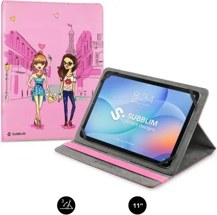SUBBLIM Funda Tablet Universal Trendy duo Chic 11" 3 Ángulos Visión Sujeción Silicona