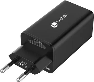 Cargador de pared leotec 65w carga rapida 2 USB tipo - c pd 1 USB - a negro
