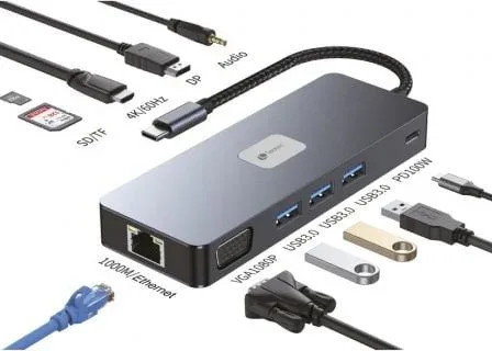 Leotec Docking Station 11-1 Plus 1Usb-C Pd100 3Usb3.2 HDMI VGA Ggl Lectjsd Mcsd