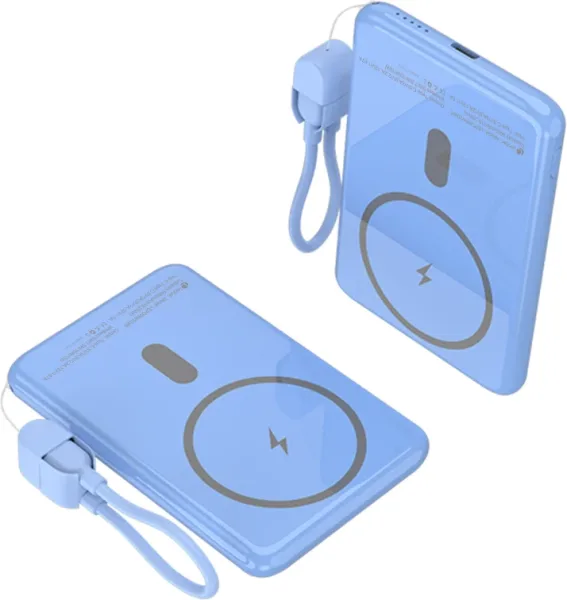 Powerbank 5000mAh Leotec LEPOWW20W5B/ 20W/ Wireless/ Azul/ Incluye Cable USB Tipo-C