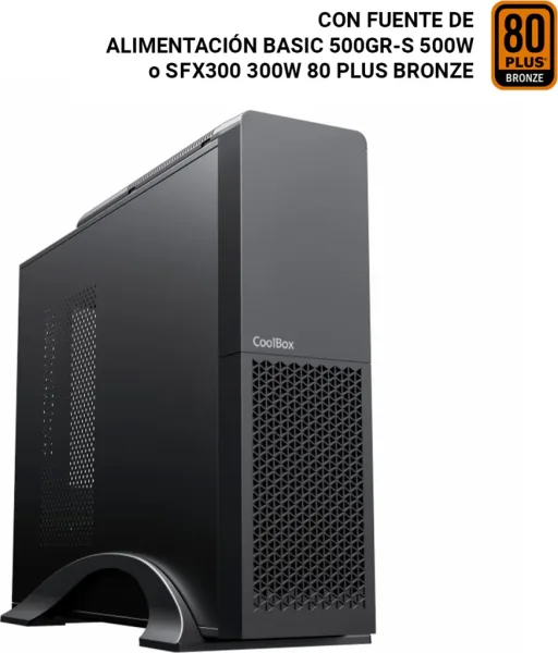 Caja Sobremesa Microatx Slim T313-Bz Fa/300 Sfx 80+  Bronze Negro Coolbox