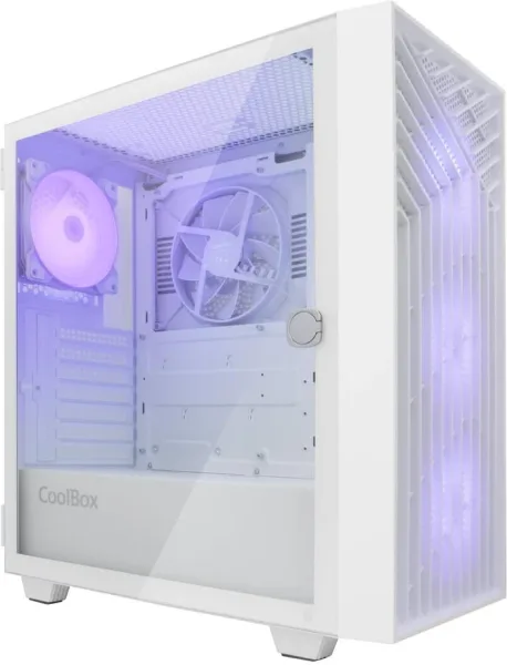 Caja ordenador gaming coolbox ga300 grid line atx ARGB cristal templado blanco