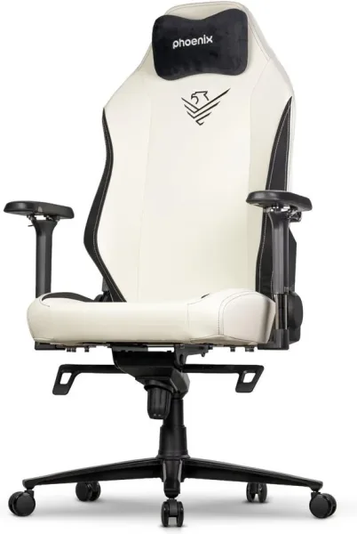 Silla gaming phoenix monarch remaster cuero napa negra y blanca talla r
