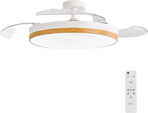 Concept nature ventilador de techo con luz  aspas retractiles estilo madera