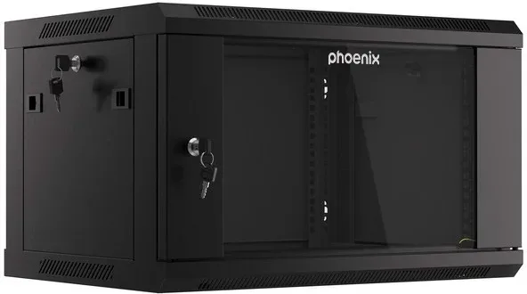 Armario rack phoenix 6u 600x450x368 auto - ensamblado 19'' hasta 60 kg negro