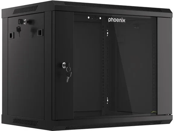 Armario rack phoenix 9u 600x450x501 auto - ensamblado 19'' hasta 60 kg negro