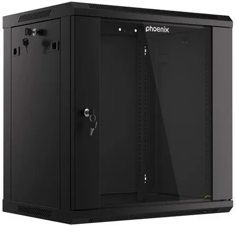 Armario rack phoenix 12u 600x450x640 auto - ensamblado 19'' hasta 60 kg negro