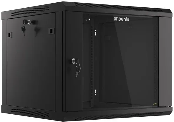 Armario rack phoenix 9u 600x600x501 auto - ensamblado 19'' hasta 60 kg negro