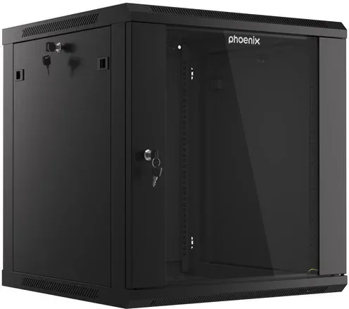 Armario rack phoenix 12u 600x600x640 auto - ensamblado 19'' hasta 60 kg negro