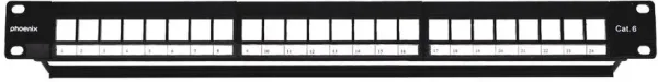 Phoenix patch panel vacio para rack de 24 puertos categoria 6 1u