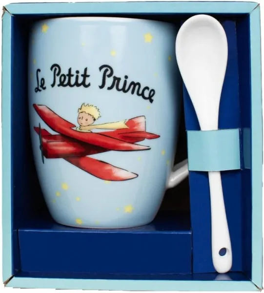 Taza con cuchara enesco el principito en su avión