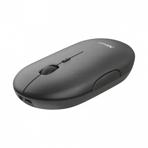 Raton Optico Wireless Recargable Puck Negro Trust