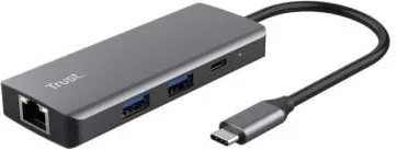 Docking USB Tipo-C Trust Dalyx/ 2xUSB/ 2xUSB Tipo-C/ 1xHDMI 4K/ 1xRJ45/ Gris