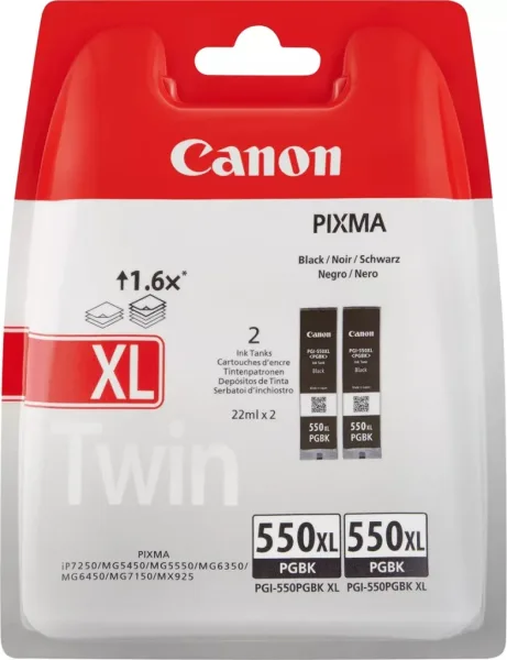 Pack cartucho tinta canon pgi - 550xl negro 2 uds