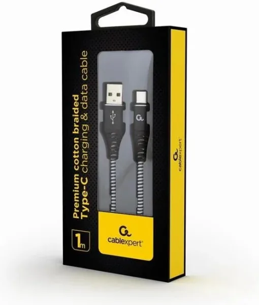 Gembird Cable USB T C trenzado de algodón 1m