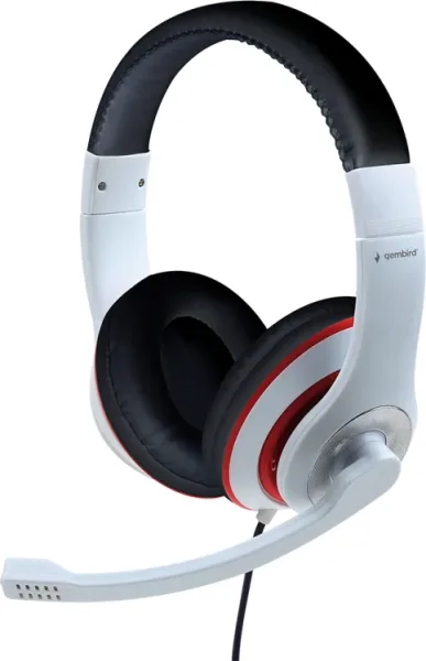 Auriculares Gembird Mhs-03-Wtrdbk Blanco Negro Rojo Microfono Alambrico Jack