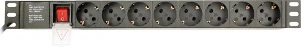 Regleta Rack Gembird 1U 16A 8 Tomas Negro 3 M con Interruptor