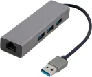 Adaptador de Red Gembird USB Am Gigabit con Hub de 3 Puertos USB 3.0