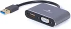 Adaptador de Pantalla Gembird USB a HDMI , VGA, Gris Espacial