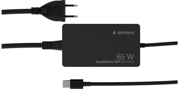 GEMBIRD Cargador rápido USB tipo C PD de 65 W GaN