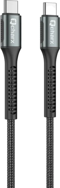 Cable qcharx prague tipo c a tipo c 3a 60w - 1 m - aleación de aluminio negro cordón de tela suave