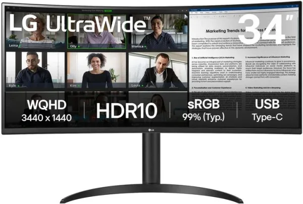 LG 34WR50QK-B monitor 34" WQHD 2xHDMI DP curvo