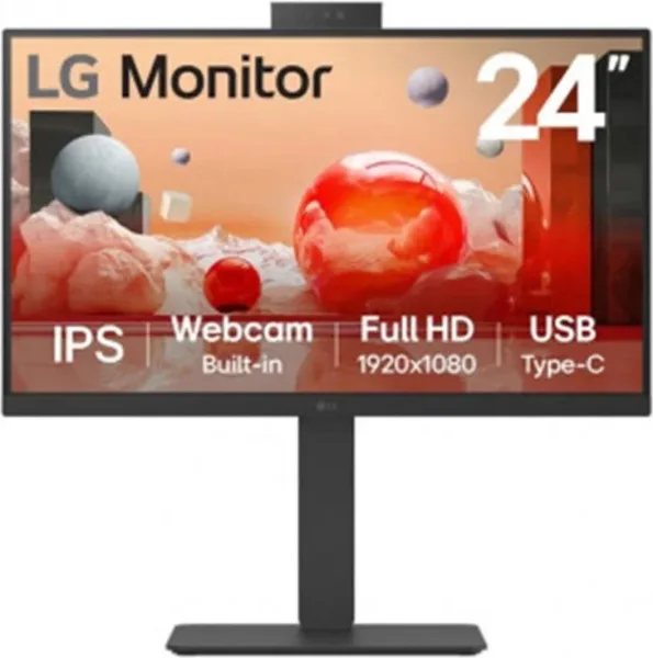 Monitor Profesional LG 24BA850-B 23.8"/ Full HD/ Webcam/ Multimedia/ Negro