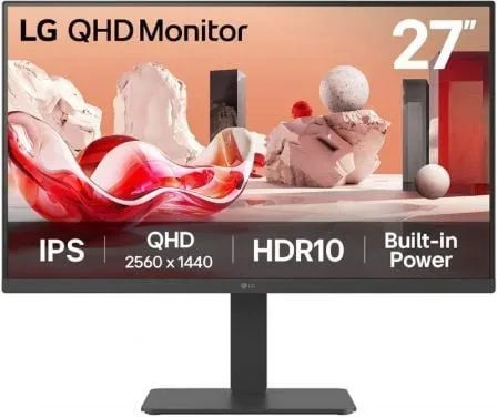 Monitor Profesional LG 27BA45QB-B 27"/ QHD/ Multimedia/ Regulable en altura/ Negro