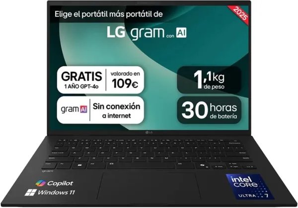 Portatil lg 14z90t - g u7 - 255h 32gb SSD 1tb 14 pulgadas