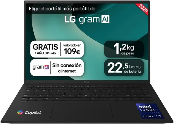 PORTATIL LG GRAM U7-255H 32GB 1TB 16"WQXGA FreeDOS
