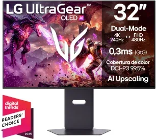 Monitor Lg 32" Ultragear OLED 32Gx870B-B: Panel OLED, Resolución 4K UHD, 240 Hz, 0,03 Ms, Displayhdr True Black 500, G-Sync Compatible, Freesync Premium Pro