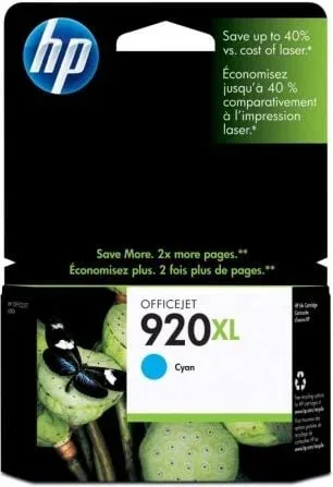 Cartucho de Tinta Original HP nº920 XL Alta Capacidad/ Cian