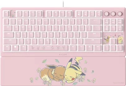 Razer Ornata V3 Tenkeyless – Pikachu & Eevee Edition teclado Juego USB Rosa