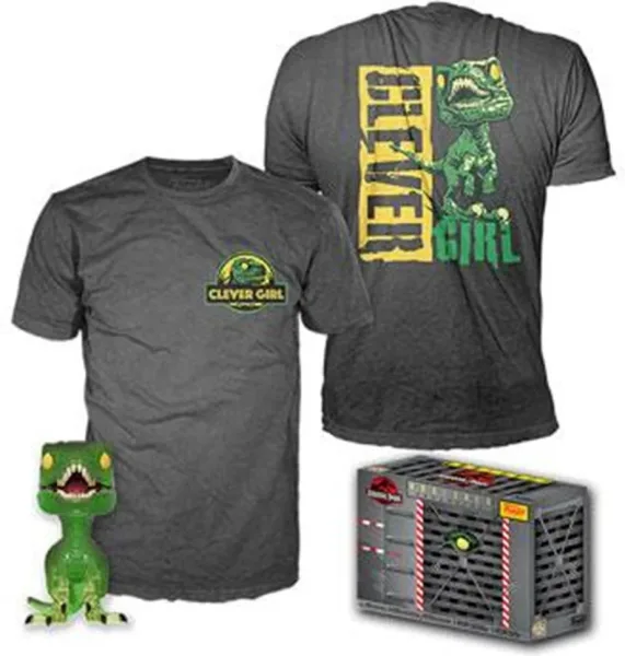 Pop & tee jurassic park clever raptor  funko + camiseta talla l